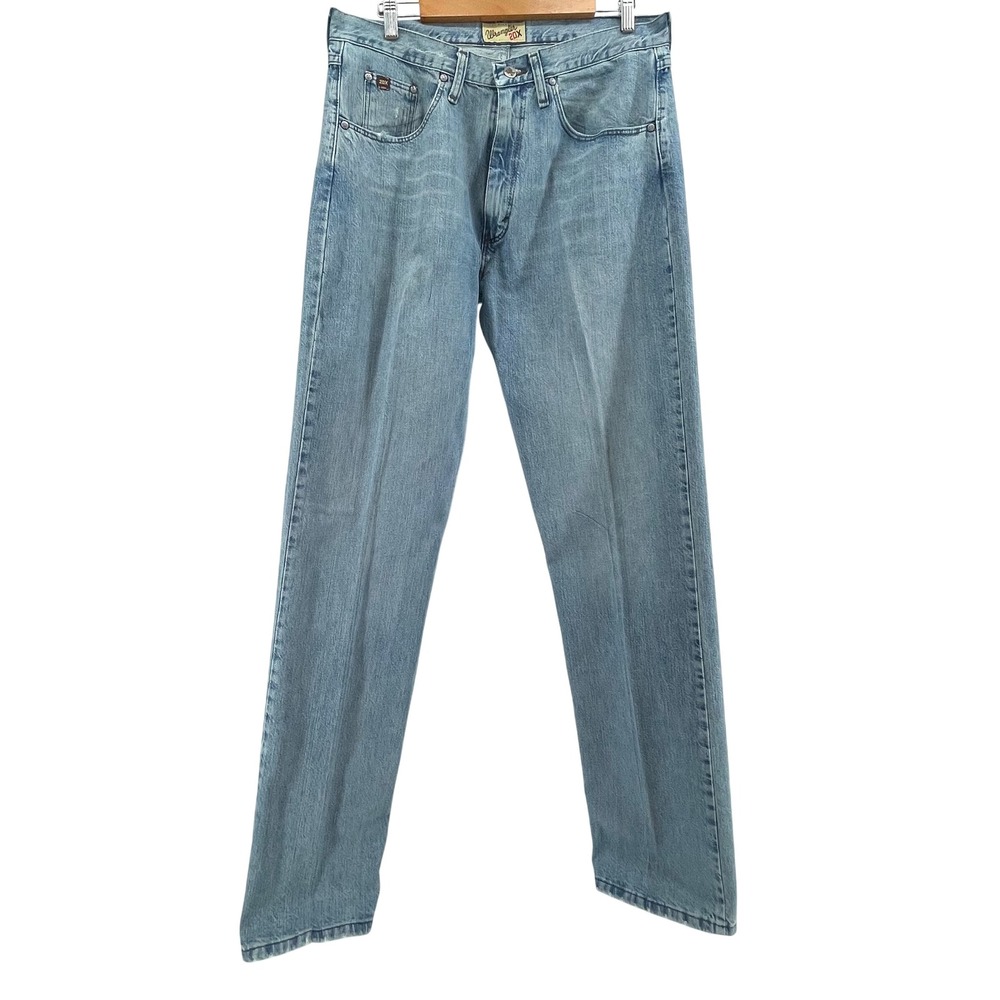 Wrangler 20X Mens 33x36 Relaxed Fit Straight Leg Light Wash Blue Denim Jeans